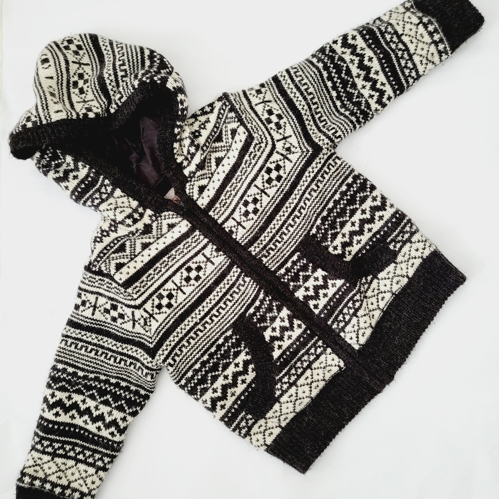 Old Navy 2T cotton lined wool hooded zip up sweater